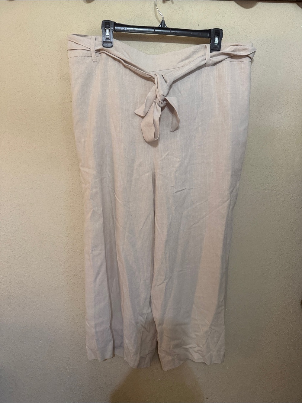 Bar III Pale Pink Wide-Leg Tie Waist Pants
